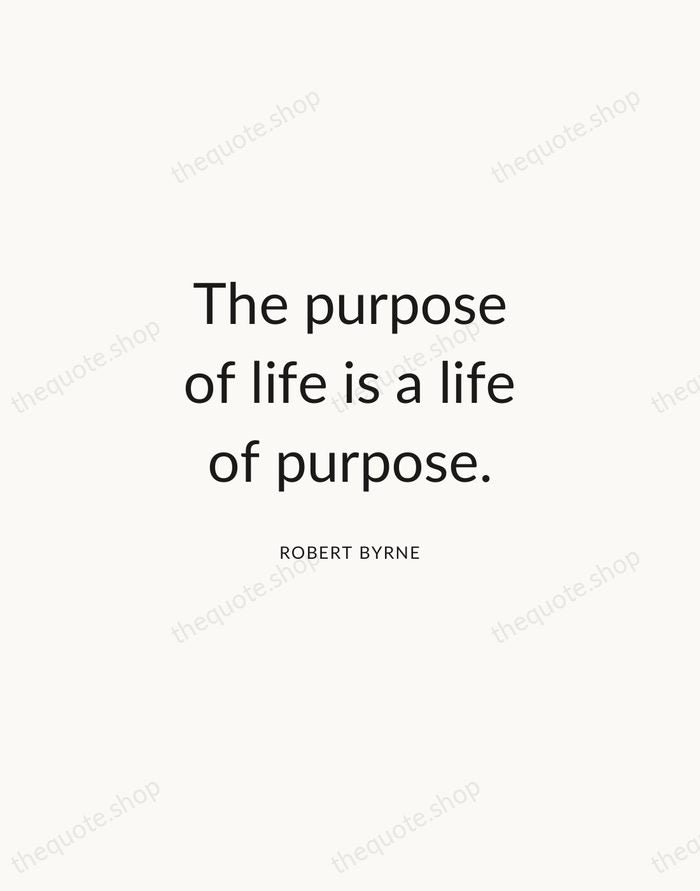 The purpose of life is a life of purpose. — Robert Byrne — Modern Sans Calm