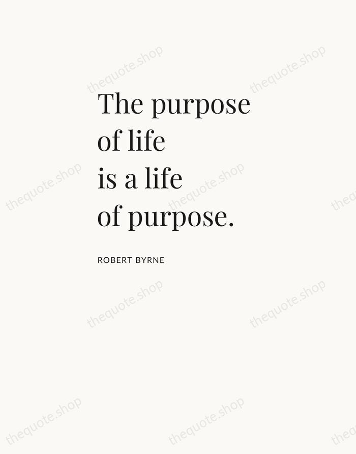 The purpose of life is a life of purpose. — Robert Byrne — Asymmetric Left