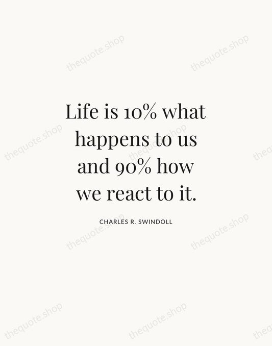 Life is 10% what happens to us and 90% how we react… — Charles R. Swindoll | Printable Wall Art — Atelier Serif