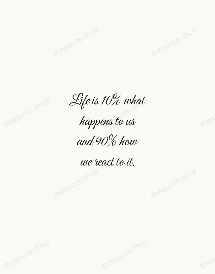 Life is 10% what happens to us and 90% how we react… — Charles R. Swindoll — Script Whisper