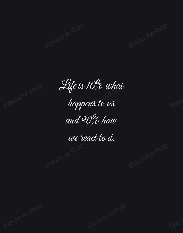 Life is 10% what happens to us and 90% how we react… — Charles R. Swindoll — Night Script