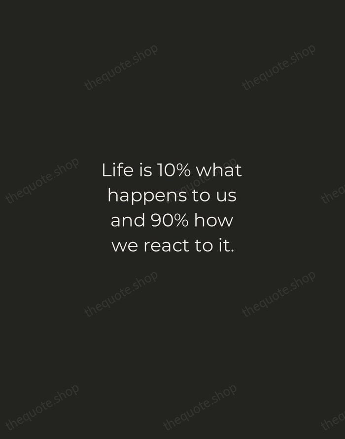 Life is 10% what happens to us and 90% how we react… — Charles R. Swindoll — Tracked Caps Unsigned