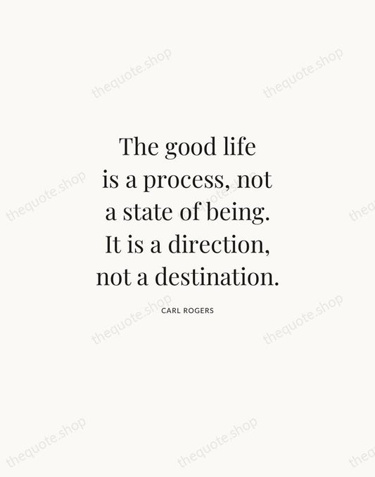 The good life is a process, not a state of being. It… — Carl Rogers | Printable Wall Art — Atelier Serif