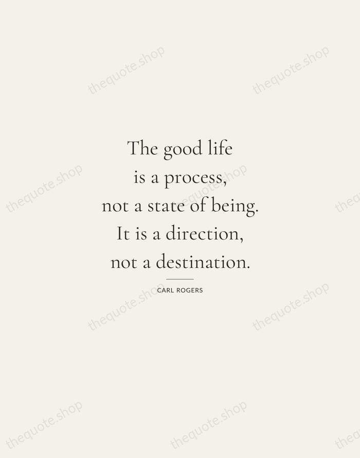 The good life is a process, not a state of being. It… — Carl Rogers — Gallery Rule