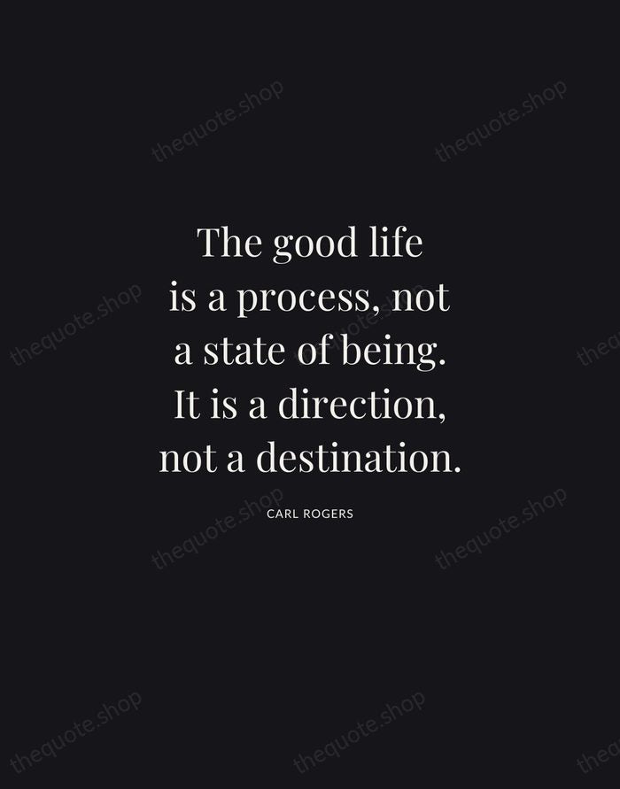 The good life is a process, not a state of being. It… — Carl Rogers | Printable Wall Art — Midnight Serif