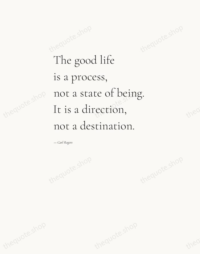 The good life is a process, not a state of being. It… — Carl Rogers — Editorial Left Serif