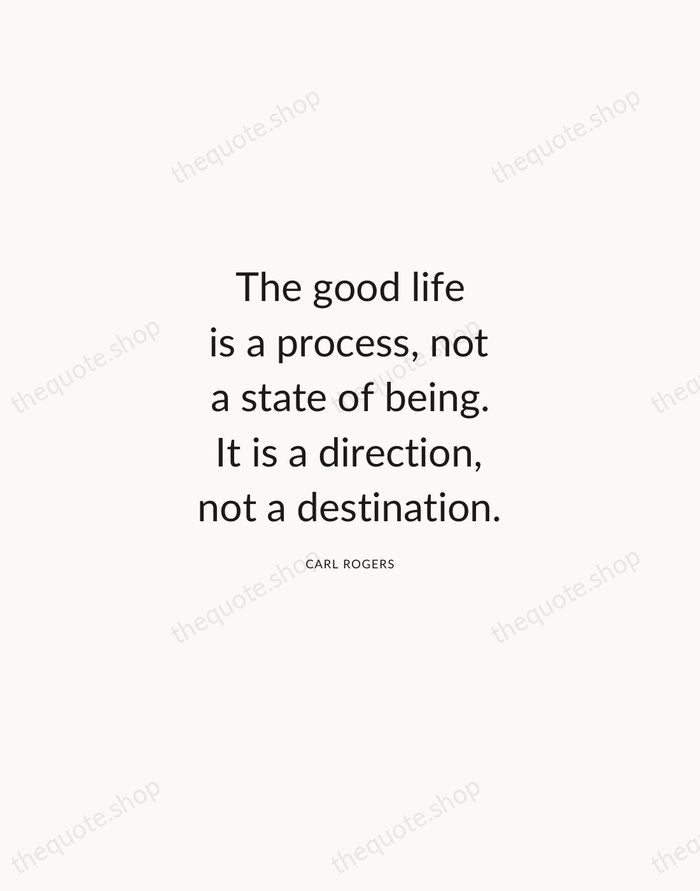The good life is a process, not a state of being. It… — Carl Rogers — Modern Sans Calm