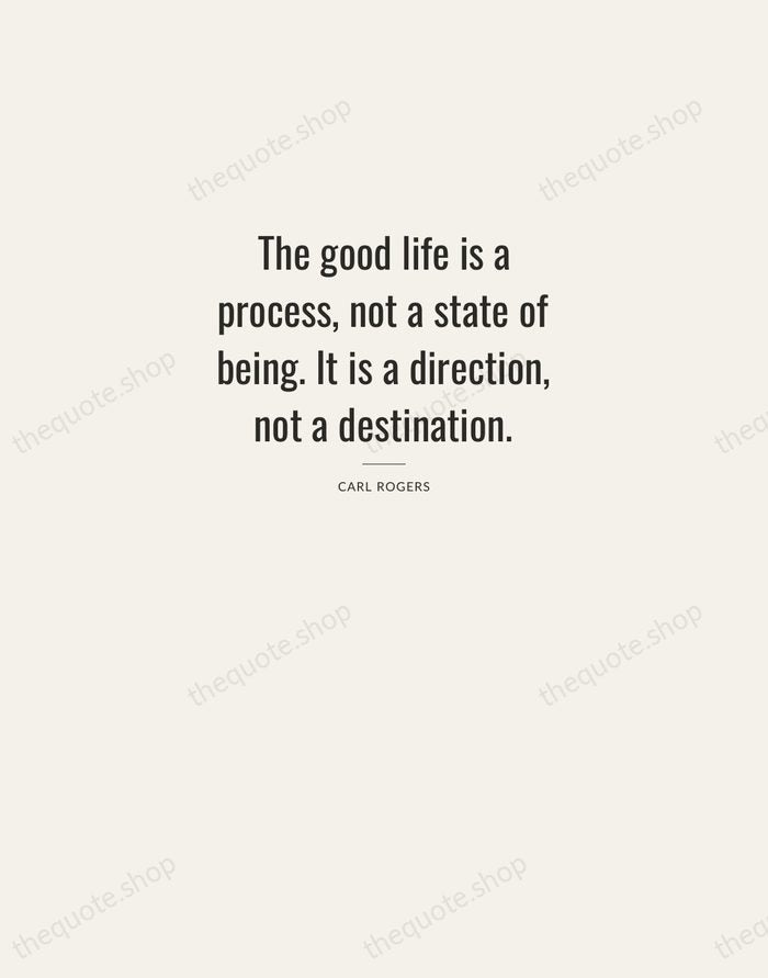 The good life is a process, not a state of being. It… — Carl Rogers — Letterpress Caps