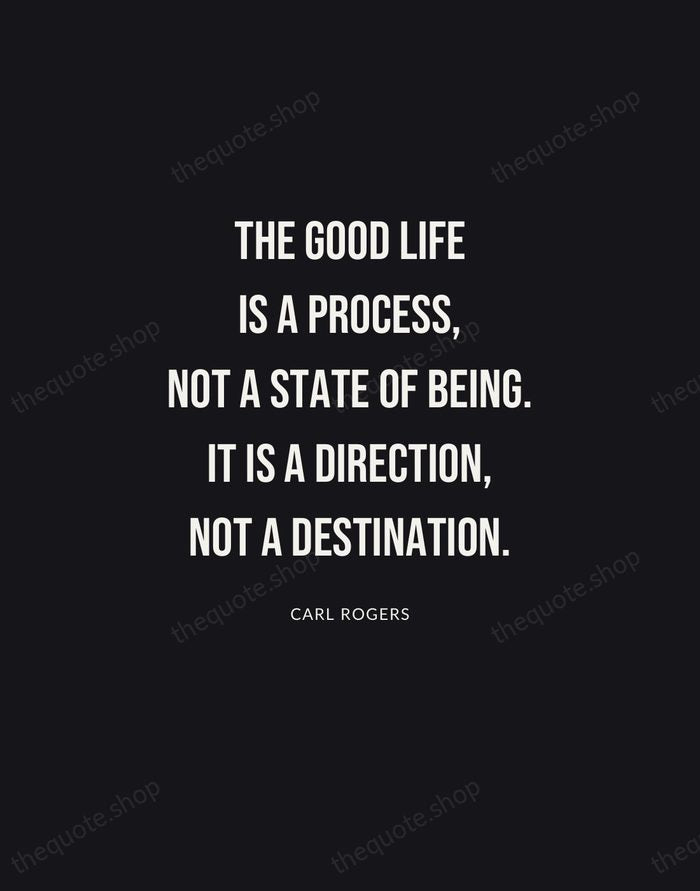 The good life is a process, not a state of being. It… — Carl Rogers | Printable Wall Art — Poster Condensed