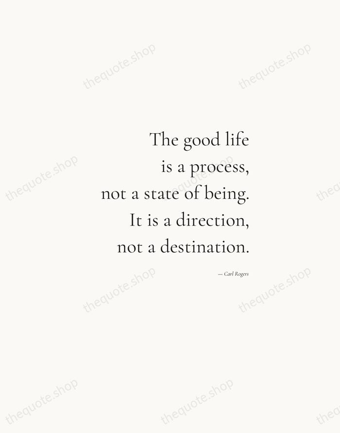 The good life is a process, not a state of being. It… — Carl Rogers — Soft Serif Right