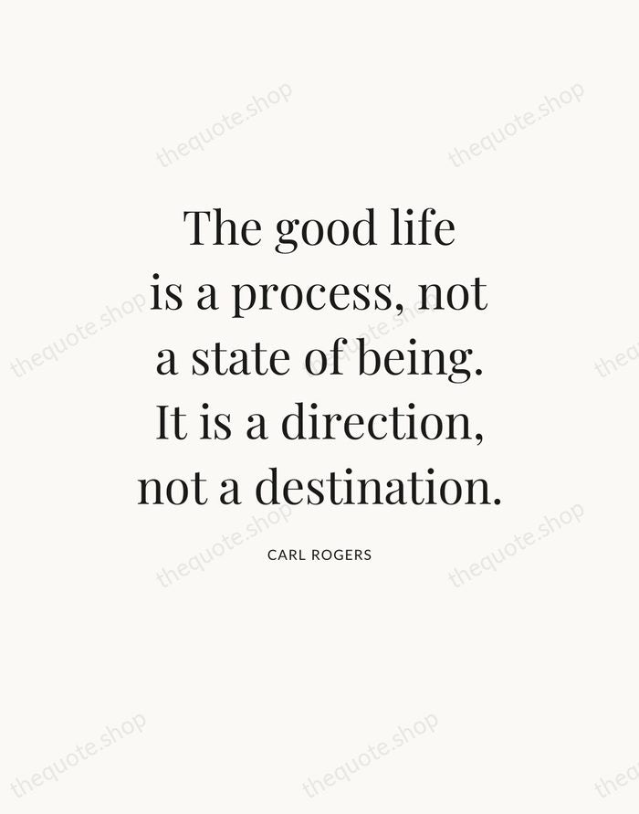 The good life is a process, not a state of being. It… — Carl Rogers — Statement Serif