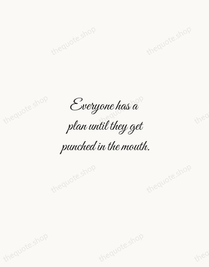 Everyone has a plan until they get punched in the mouth. — Mike Tyson — Script Whisper