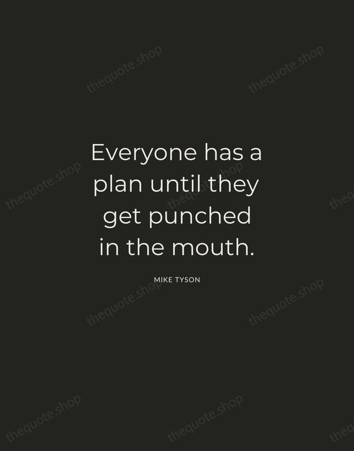 Everyone has a plan until they get punched in the mouth. — Mike Tyson — Charcoal Sans