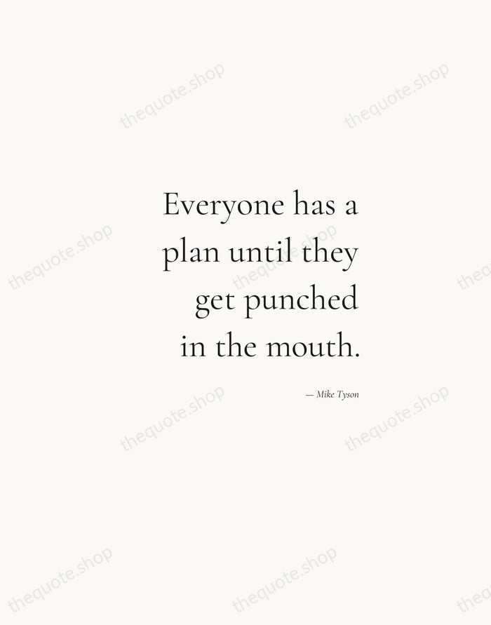 Everyone has a plan until they get punched in the mouth. — Mike Tyson — Soft Serif Right