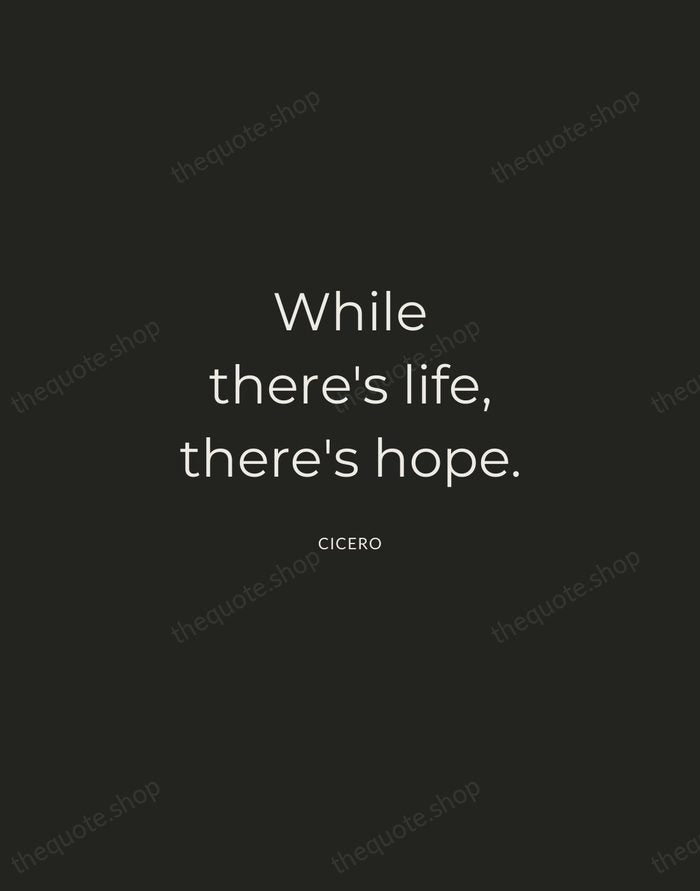 While there's life, there's hope. — Cicero — Charcoal Sans