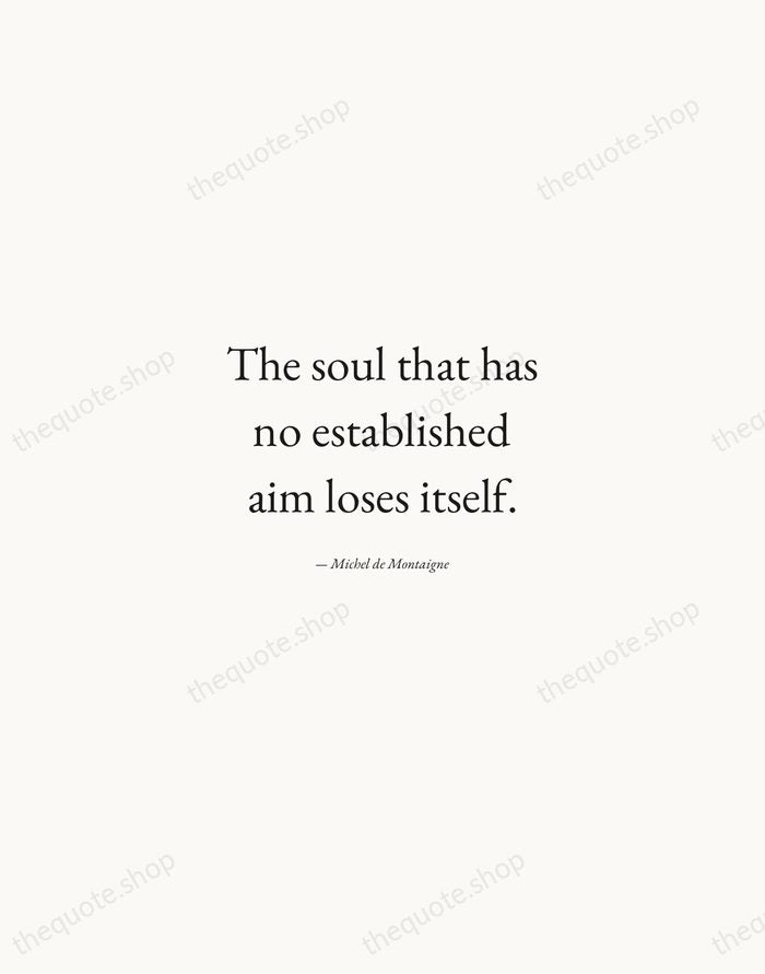 The soul that has no established aim loses itself. — Michel de Montaigne — Quiet Garamond