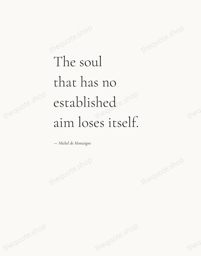 The soul that has no established aim loses itself. — Michel de Montaigne — Editorial Left Serif
