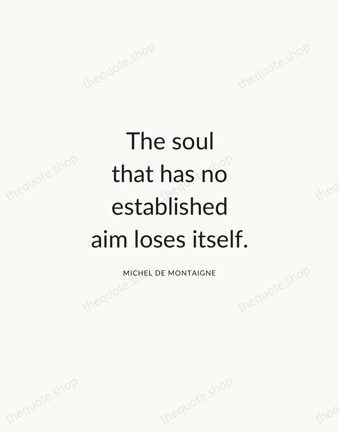 The soul that has no established aim loses itself. — Michel de Montaigne — Modern Sans Calm