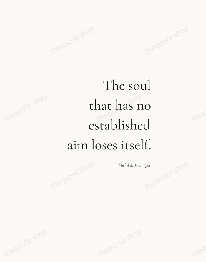 The soul that has no established aim loses itself. — Michel de Montaigne — Soft Serif Right