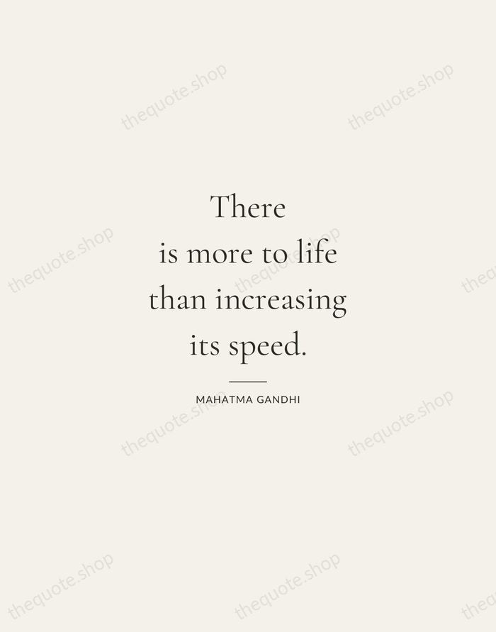 There is more to life than increasing its speed. — Mahatma Gandhi — Gallery Rule