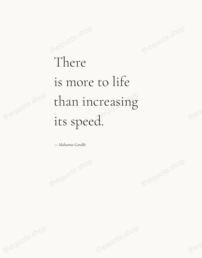 There is more to life than increasing its speed. — Mahatma Gandhi — Editorial Left Serif