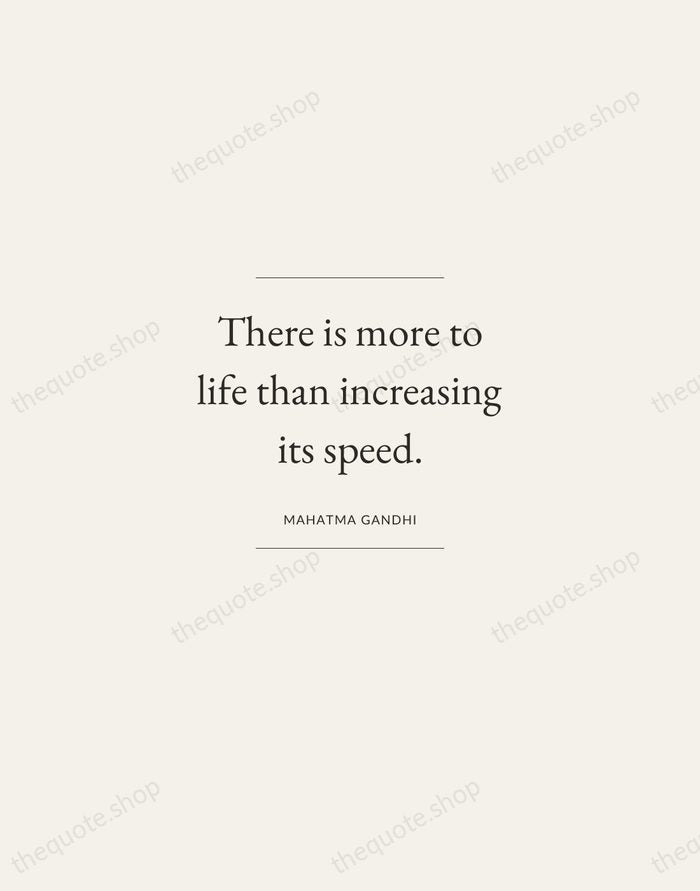 There is more to life than increasing its speed. — Mahatma Gandhi — Gallery Frame