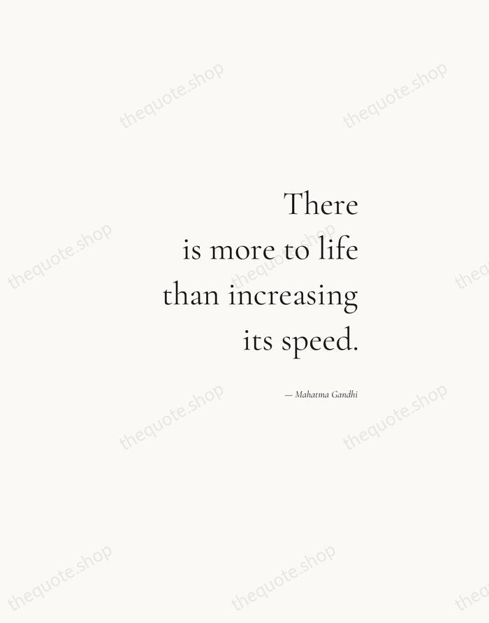 There is more to life than increasing its speed. — Mahatma Gandhi — Soft Serif Right