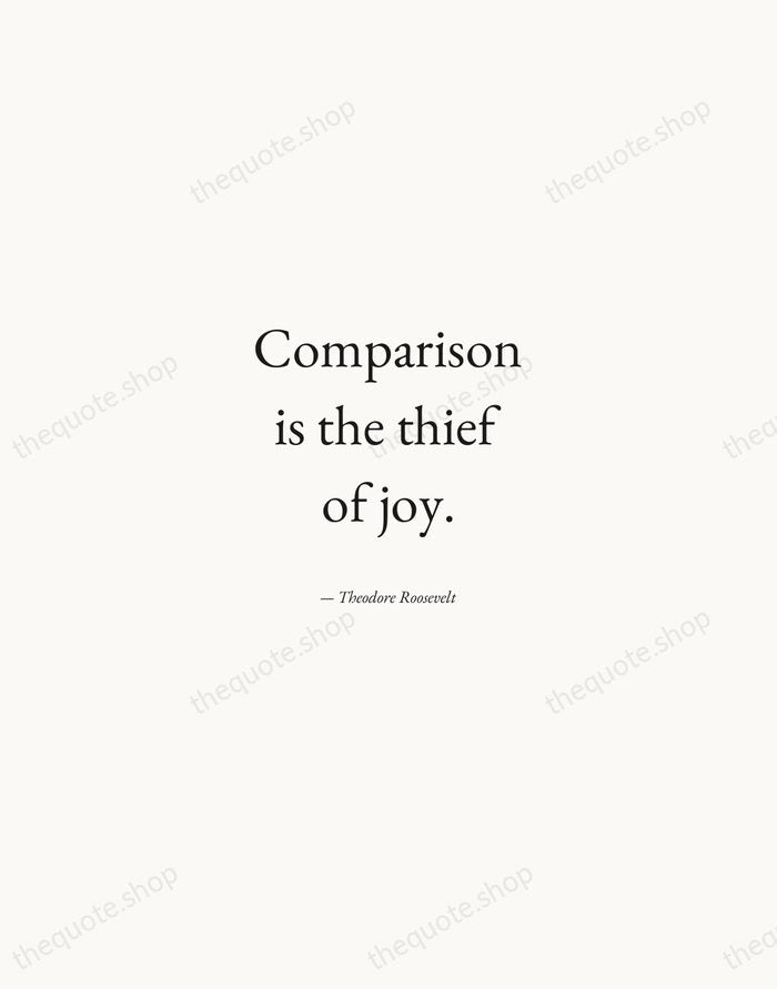 Comparison is the thief of joy. — Theodore Roosevelt — Quiet Garamond