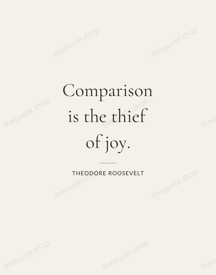 Comparison is the thief of joy. — Theodore Roosevelt — Gallery Rule