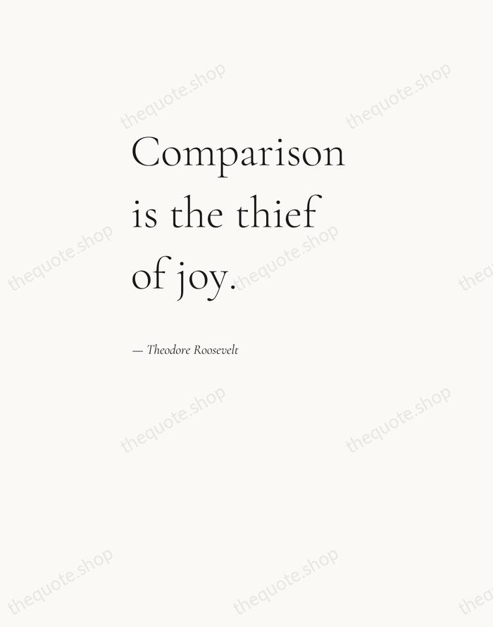 Comparison is the thief of joy. — Theodore Roosevelt — Editorial Left Serif