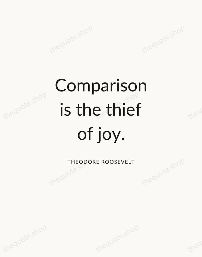 Comparison is the thief of joy. — Theodore Roosevelt — Modern Sans Calm