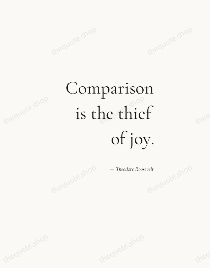 Comparison is the thief of joy. — Theodore Roosevelt — Soft Serif Right