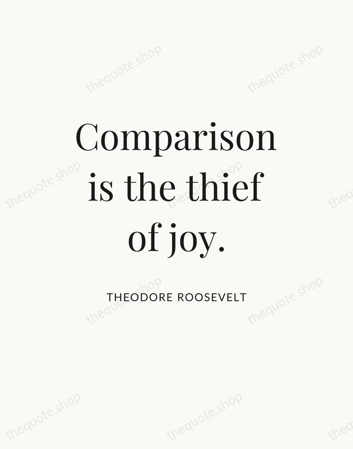 Comparison is the thief of joy. — Theodore Roosevelt — Statement Serif