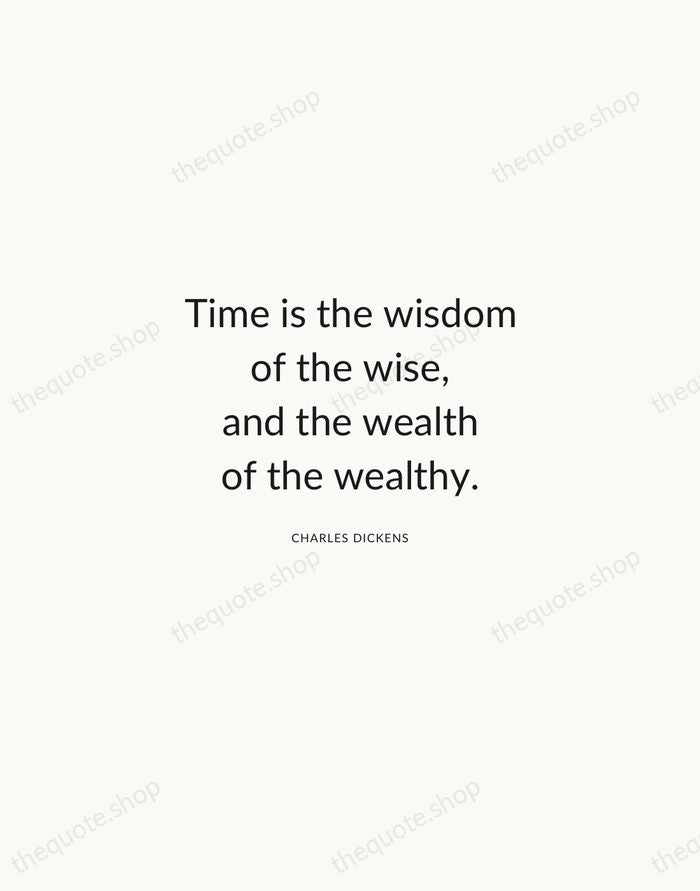 Time is the wisdom of the wise, and the wealth of the… — Charles Dickens — Modern Sans Calm
