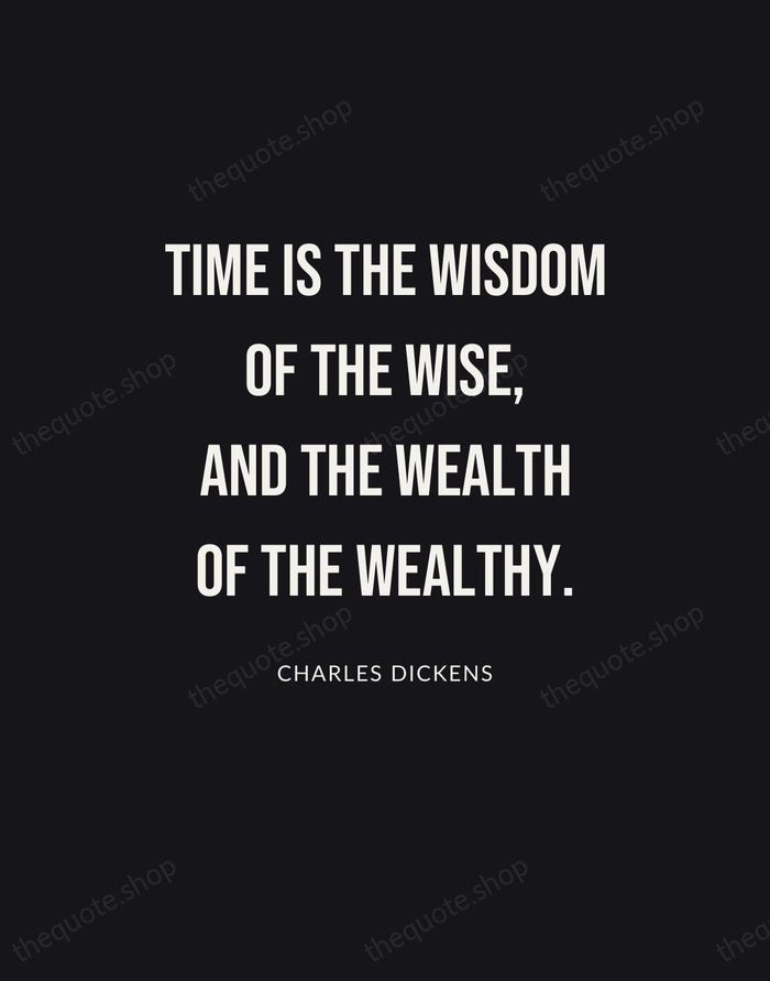 Time is the wisdom of the wise, and the wealth of the… — Charles Dickens | Printable Wall Art — Poster Condensed