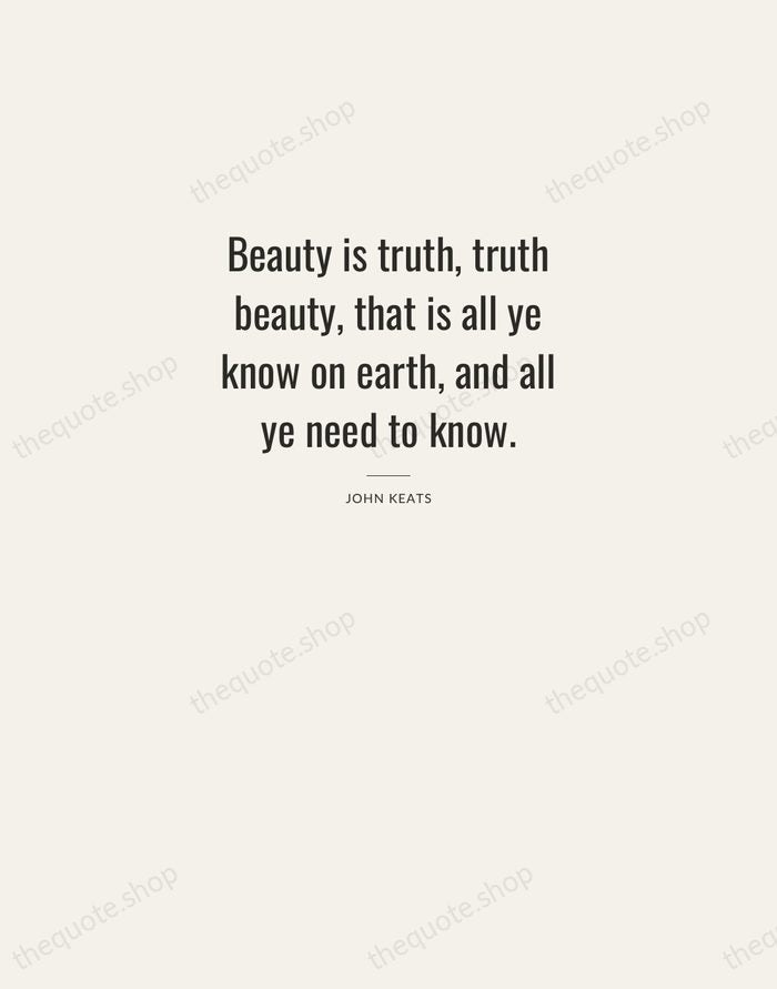 Beauty is truth, truth beauty, that is all ye know on earth… — John Keats — Letterpress Caps