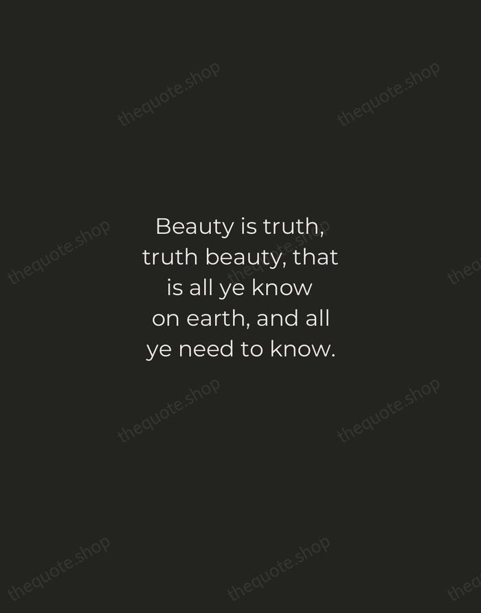 Beauty is truth, truth beauty, that is all ye know on earth… — John Keats — Tracked Caps Unsigned