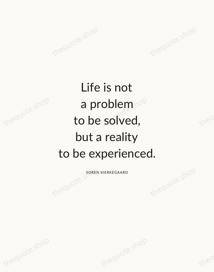 Life is not a problem to be solved, but a reality to… — Soren Kierkegaard — Modern Sans Calm