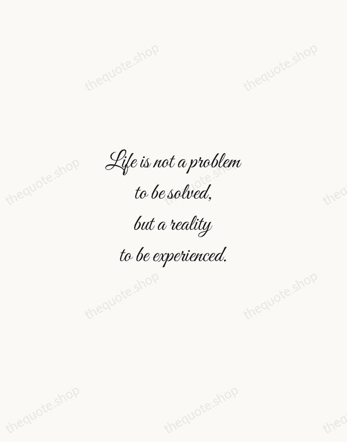 Life is not a problem to be solved, but a reality to… — Soren Kierkegaard — Script Whisper