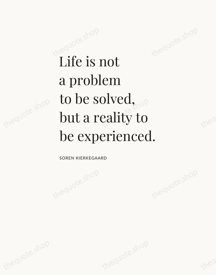 Life is not a problem to be solved, but a reality to… — Soren Kierkegaard — Asymmetric Left