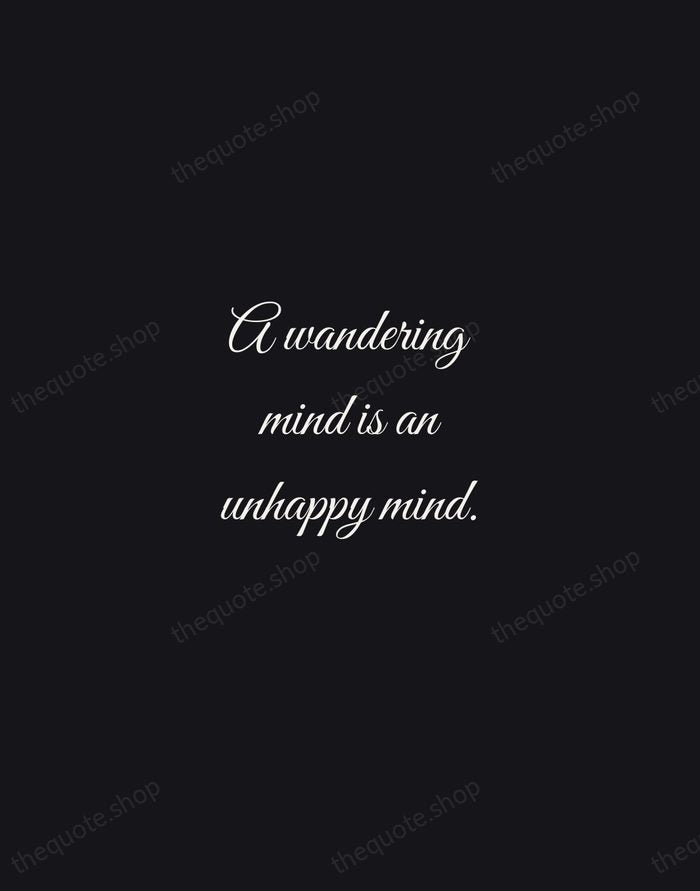 A wandering mind is an unhappy mind. — Michel de Montaigne — Night Script
