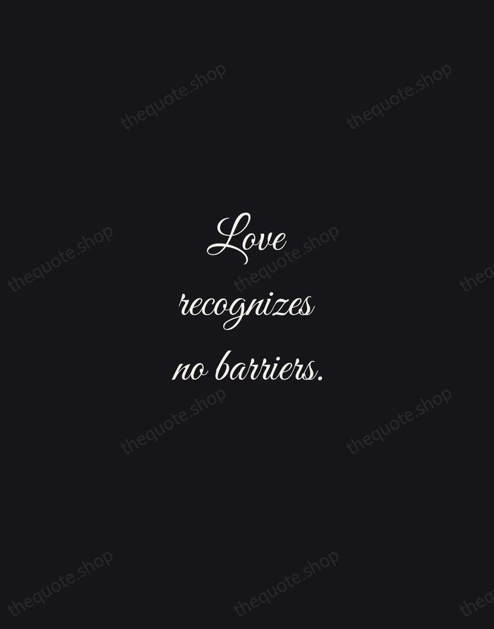 Love recognizes no barriers. — Maya Angelou — Night Script