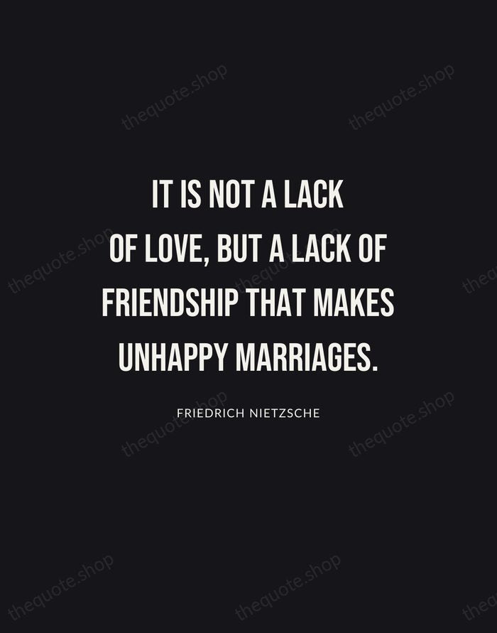 It is not a lack of love, but a lack of friendship… — Friedrich Nietzsche | Printable Wall Art — Poster Condensed