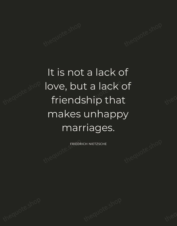 It is not a lack of love, but a lack of friendship… — Friedrich Nietzsche — Charcoal Sans