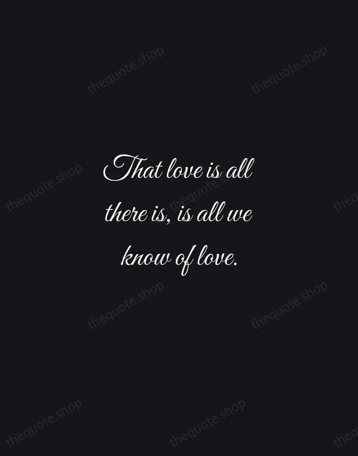 That love is all there is, is all we know of love. — Emily Dickinson — Night Script