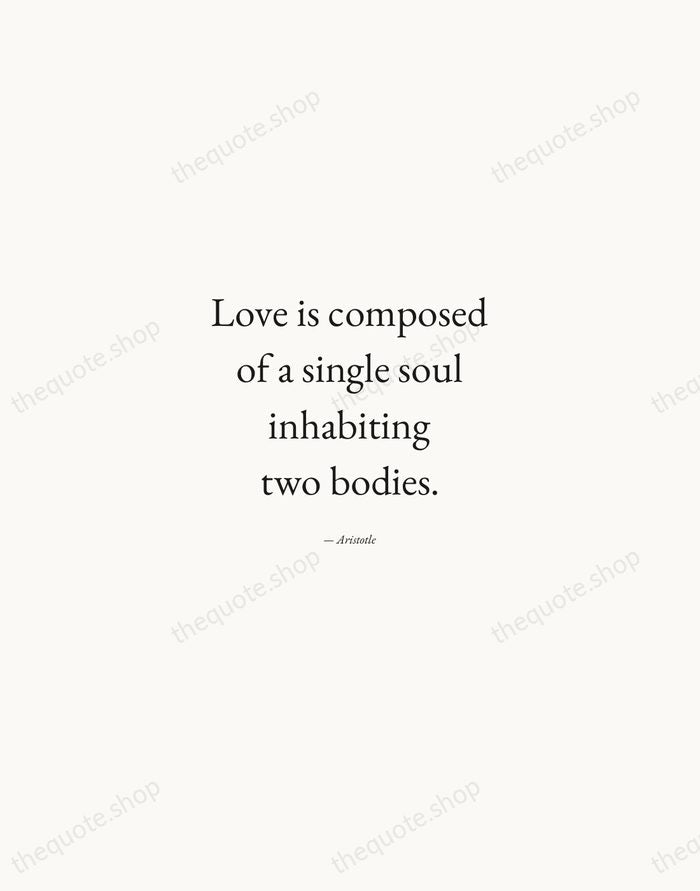 Love is composed of a single soul inhabiting two bodies. — Aristotle — Quiet Garamond