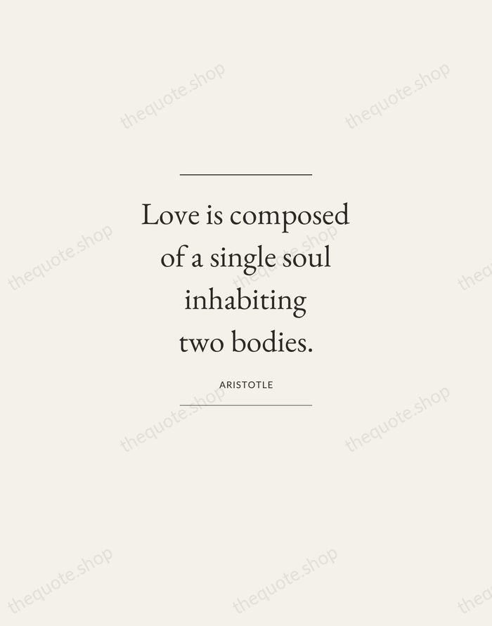 Love is composed of a single soul inhabiting two bodies. — Aristotle — Gallery Frame