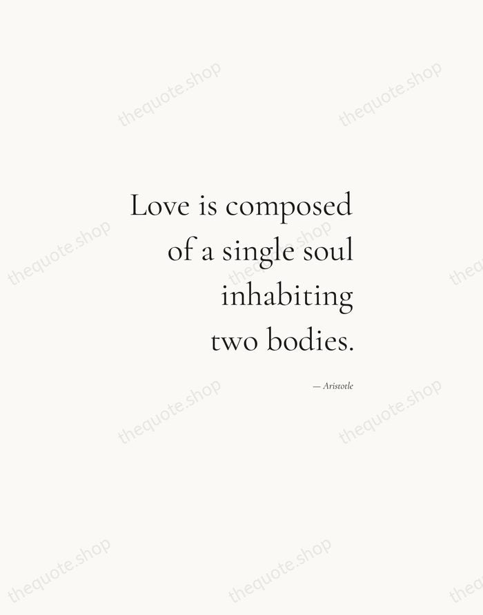 Love is composed of a single soul inhabiting two bodies. — Aristotle — Soft Serif Right