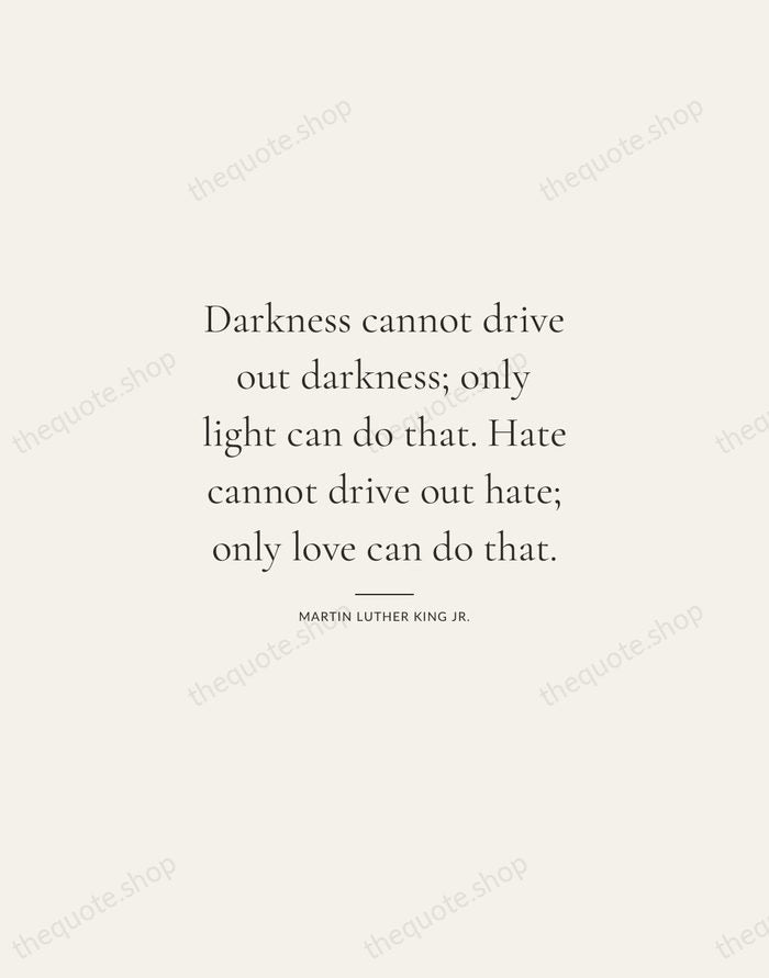 Darkness cannot drive out darkness; only light can do that. Hate cannot… — Martin Luther King Jr. — Gallery Rule