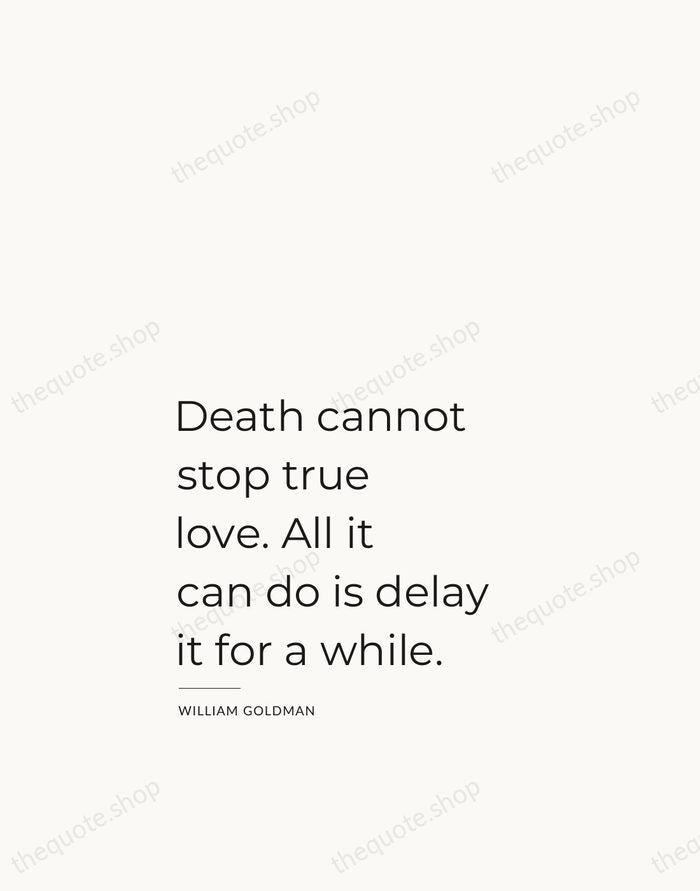 Death cannot stop true love. All it can do is delay it… — William Goldman — Studio Left